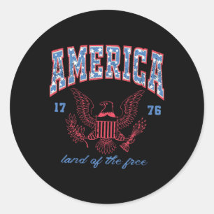 America Land Of The Free 1776 Eagle 4th Of July Wo Classic Round Sticker