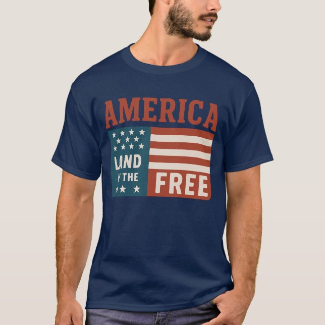 America land of the free flag grid art T-Shirt (Front)