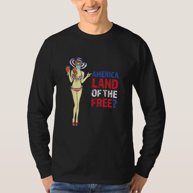 America Land Of The Free Patriotic 4th Of July T-Shirt (Front)