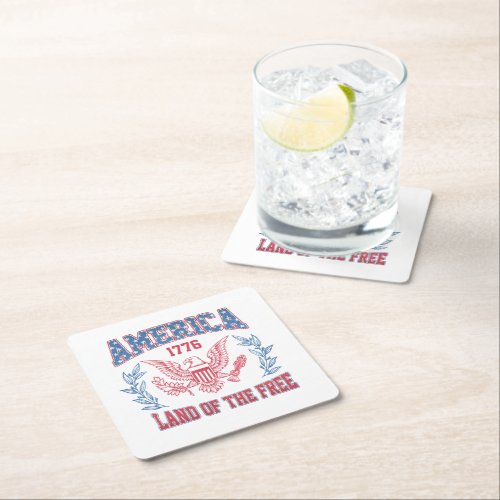 America Land of the Free Square Paper Coaster