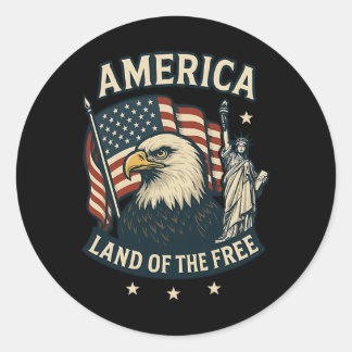 America Land Of The Free Usa Flag 4th Of July Classic Round Sticker