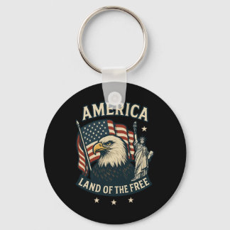 America Land Of The Free Usa Flag 4th Of July Keychain