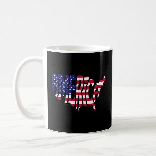 America Lettering In Map With Usa Flag  Support Am Coffee Mug