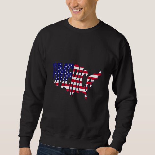 America Lettering In Map With Usa Flag  Support Am Sweatshirt