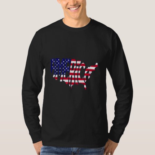 America Lettering In Map With Usa Flag  Support Am T_Shirt