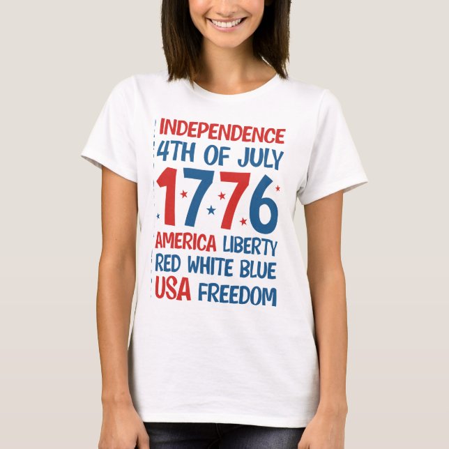 America Liberty, Red, White, Blue, USA Freedom  T-Shirt (Front)