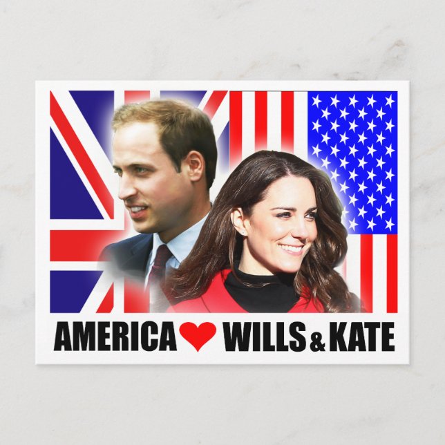 America Loves Wills & Kate Postcard (Front)