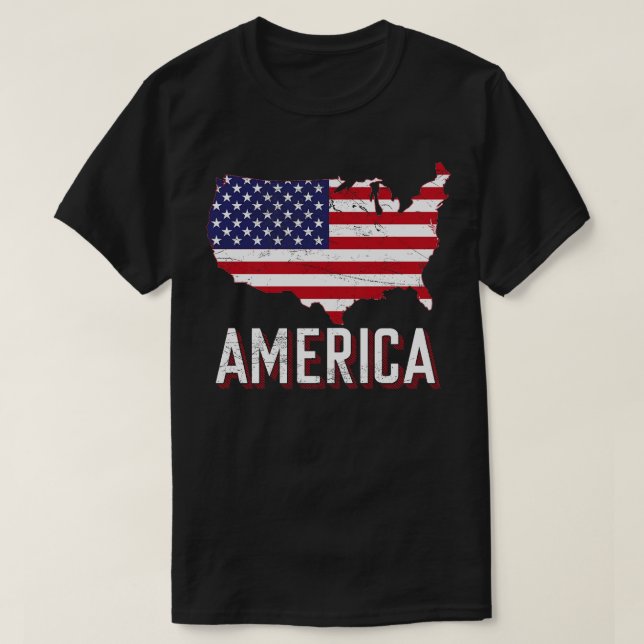 America Map American Flag  T-Shirt (Design Front)