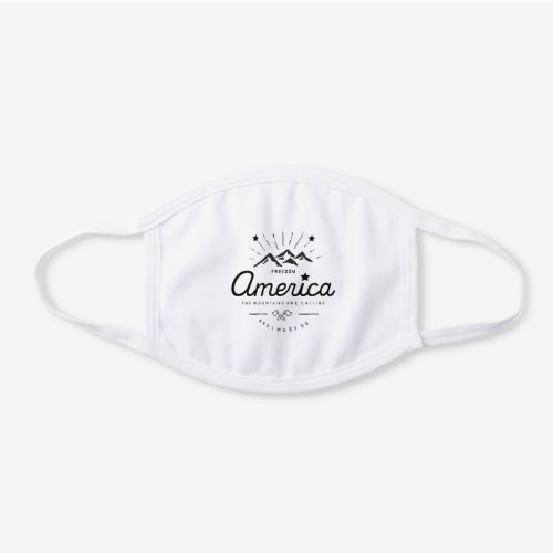 America Mountains are Calling I Must Go Light_Mono White Cotton Face Mask