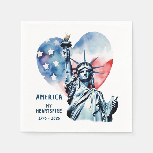 America My Heartsfire 1776-2026 Patriotic Napkins