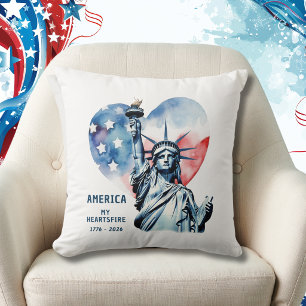 America My Heartsfire 1776-2026 Patriotic Throw Pillow