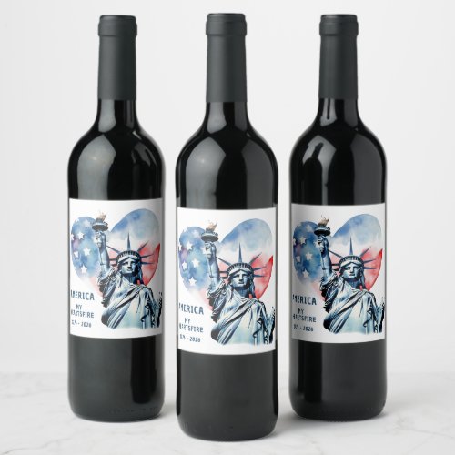 America My Heartsfire 1776-2026 Patriotic Wine Label