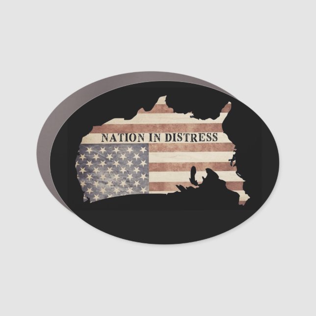 America—Nation in Distress Upside Down Flag Magnet (Front)