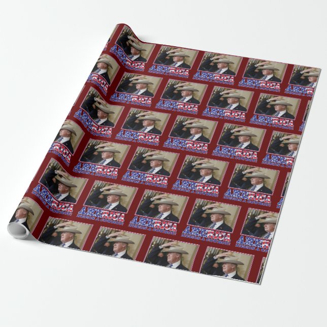 america needs a Cowboy Trump 2020 Wrapping Paper (Unrolled)