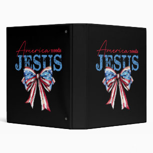America Needs Jesus Christian USA Flag Coquette 4t 3 Ring Binder