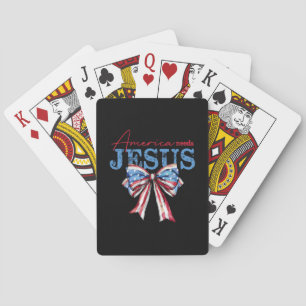 America Needs Jesus Christian USA Flag Coquette 4t Poker Cards