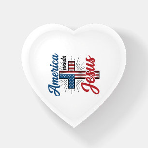 America Needs Jesus Patriotic Cross Shirt Design_1 Paperweight