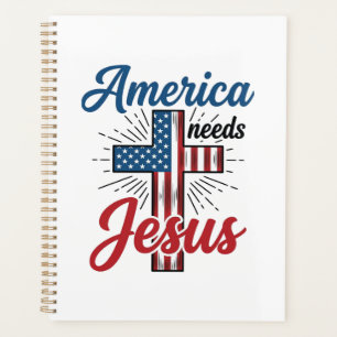 America Needs Jesus Patriotic Cross Shirt Design_1 Planner