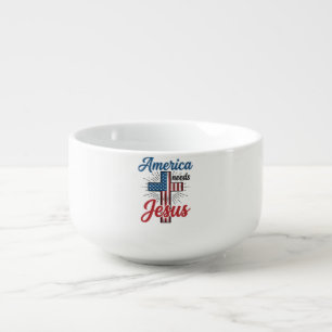 America Needs Jesus Patriotic Cross Shirt Design_1 Soup Mug