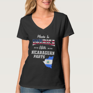 America Nicaraguan Parts Nicaragua Map USA Flag Ro T-Shirt
