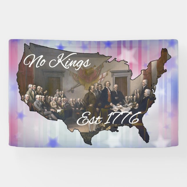 America No Kings Est 1776 Banner (Horizontal)