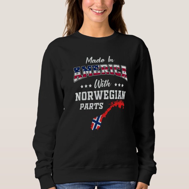 America Norwegian Parts Norway Map USA Flag Ancest Sweatshirt (Front)