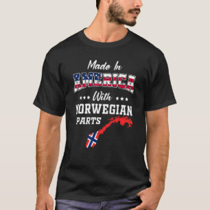 America Norwegian Parts Norway Map Usa Flag Ancest T-Shirt