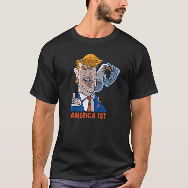America Number 1 Red White Blue American Eagle Usa T-Shirt (Front)