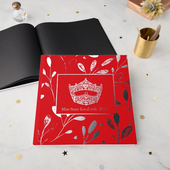 America Pageant Crown Foil Leaf Scrapbook Foil Guest Book (Front Open)