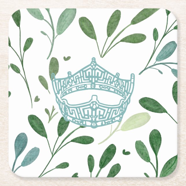 America pageant Crown  Square Paper Coaster (Front)