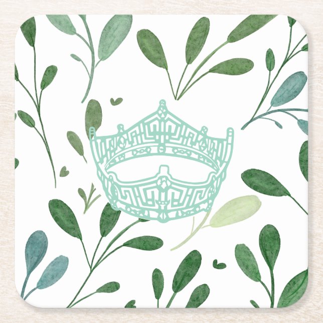 America pageant Crown  Square Paper Coaster (Front)