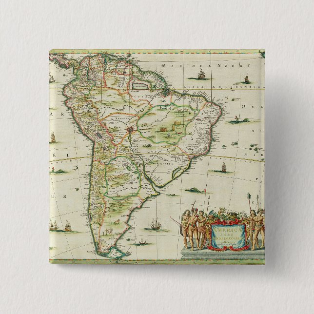 America Pars Meridionalis, page 93 of 'Atlas Minor Button (Front)