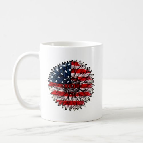 America  Patriot  Sunflower in an American Flag  Coffee Mug