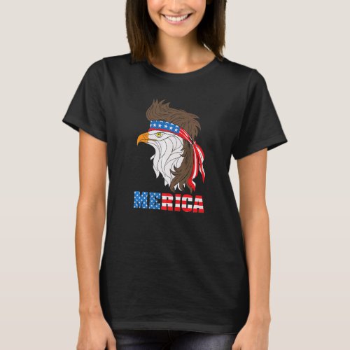 America Patriotic Bald Eagle With Mulle July 4tht T_Shirt