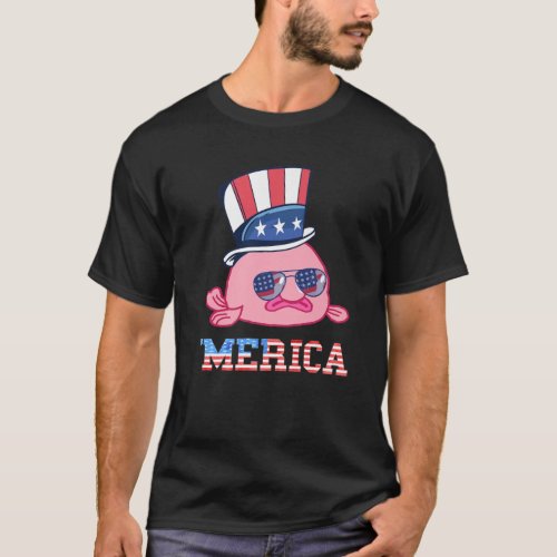 America Patriotic Blobfish American Flag Funny Gru T_Shirt
