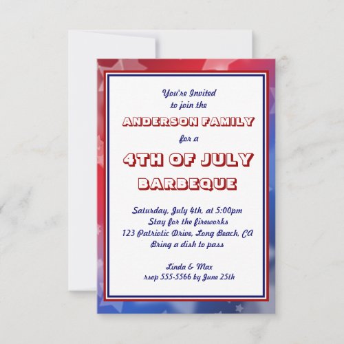 America Patriotic Event Occasion Custom Invitation