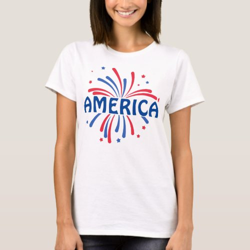 AMERICA Patriotic Fireworks July 4th T_Shirt