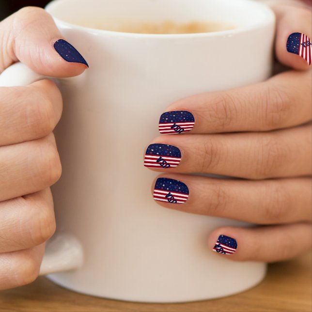 America Patriotic July 4th USA Stars Stripes Cute Minx Nail Art (Insitu - Mug)
