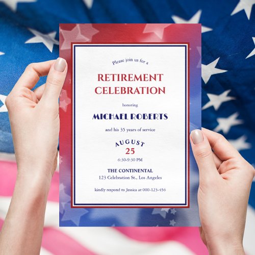 America Patriotic Military Retirement Party Invitation