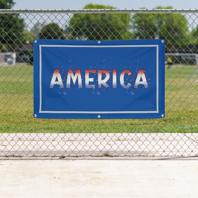 America Patriotic Shimmer Word Art   Banner (Insitu)