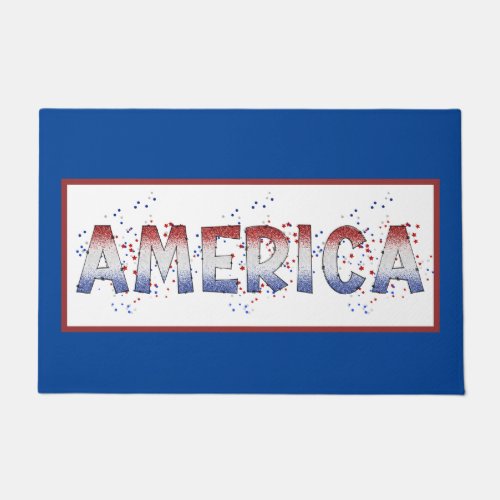 America Patriotic Shimmer Word Art  Doormat