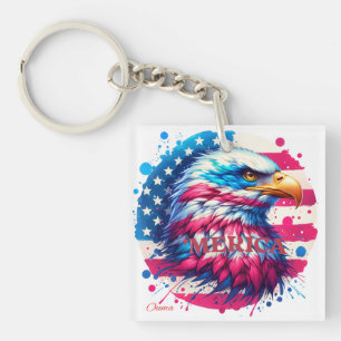 America – Patriotic USA Design for 4th of July, Ve Keychain