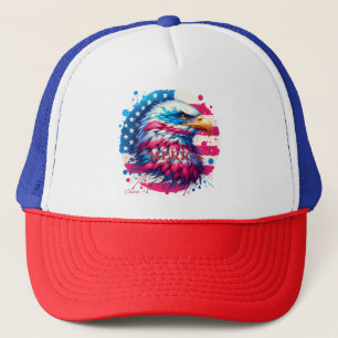 America – Patriotic USA Design for 4th of July, Ve Trucker Hat
