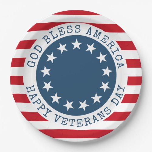 America Patriotic Veterans Paper Plates