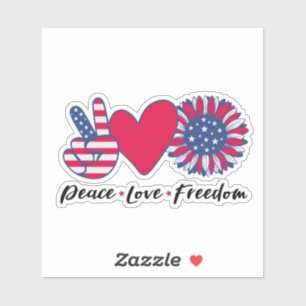 America. Peace. Love. Freedom. Sticker