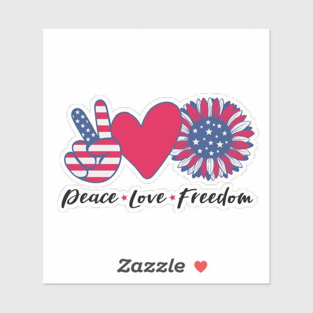 America. Peace. Love. Freedom.  Sticker (Sheet)