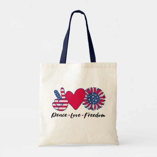 America. Peace. Love. Freedom. Tote Bag