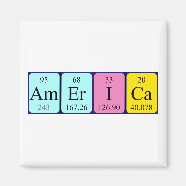 America periodic table name magnet (Front)