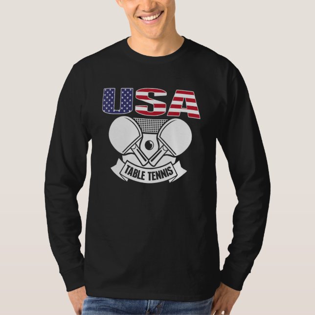 America Ping Pong   US Flag Table Tennis Team Supp T-Shirt (Front)