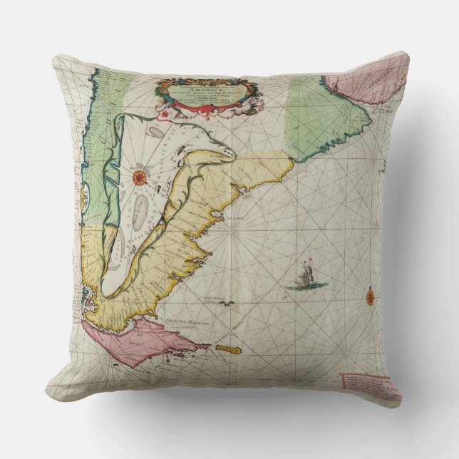 America, plate 17 from 'Le Nouveau et Grand Illumi Throw Pillow (Front)